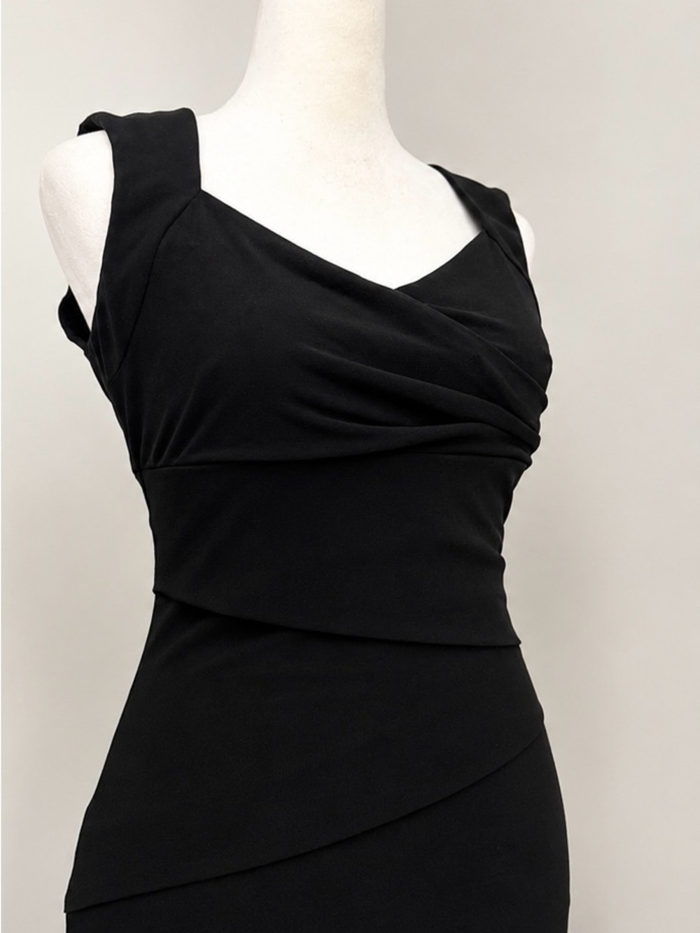 White House Black Market Black Sleeveless Tiered Sheath Midi Dress - Picture 5 of 6